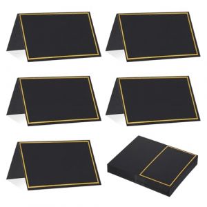 50 pi&egrave;ces de marque-places, &eacute;tiquettes de nom vierges pour mariage, cartes de place avec bordure en feuille d'or, marque-places pour anniversaire pour mariage, festival, f&ecirc;te, bapt&ecirc;me (Noir) (Ningx, neuf)