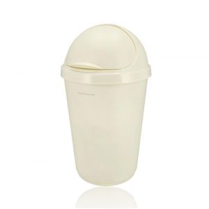 Discountershop - Poubelle 50 L - Cuisine, Salle de Bain, & Plus - Corbeille &agrave; Papier en Plastique avec Couvercle Coulissant - Int&eacute;rieur (Cr&egrave;me) (Discountershopfr, neuf)
