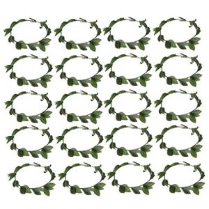 20 Pièces Couronne de Laurier Feuille Romaine Déesse Grecque Robe Fantaisie Costume Bandeau-Couronne Chapeaux s'habiller Cosplay Accessoires-Vert/60cm (PaPaBaBa88, neuf)