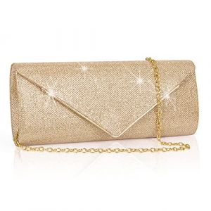 Larcenciel Pochette Enveloppe Sac de Soirée en Paillettes Brillant Argenté pour Femme (Rose) (Sasiki, neuf)