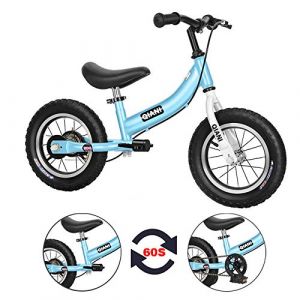 Qiani Draisienne vélos Enfants 2 en 1,pour 2-7 Ans Enfants,avec Frein stabilisatrices Roues pédales,12 14 16 Pouces,Rouge Bleu Rose (Bleu, 12 Pouces) (QIANi, neuf)