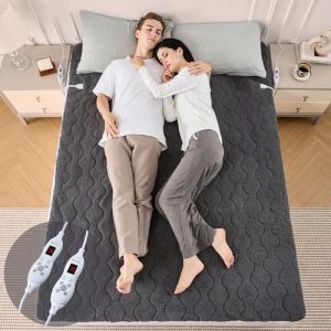 Bearhug Couverture Chauffante 2 Places Surmatelas Chauffant 150x200cm Tissu Sherpa Gris 200g/m&sup2; Ultra-Doux 45cm Deep Pocket 2 Zones & Commandes 10 Niveaux + Minut. 12h S&eacute;curit&eacute; CE Lavable Machine (Bearhug Official, neuf)