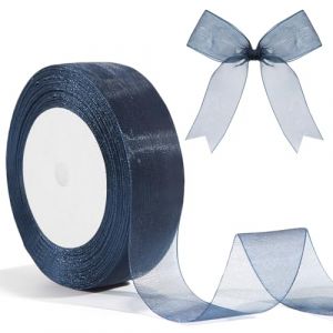 Organza Ruban Marine 25mm 46m Ruban Cadeau Decoration Emballage Voiture Mariage Decor Organza Mariage Decor Cadeau Noel Bouquet Décoration Organzan Pour Decoration Bapteme (LuQinrg, neuf)