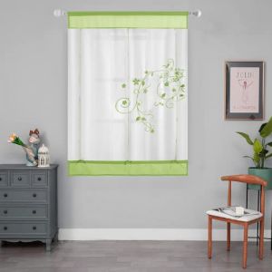 SIMPVALE Rideaux Romain Vert 60x140cm, Brodés Floral Store Romain, Décoration Intérieur Fenêtre Rideaux Voilages Chambre Salon Cuisine Balcon (Gazelle E-Commerce, neuf)