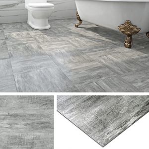 Livelynine 16 Dalles PVC Adhesive Sol 30x30 Lino Sol Effet Bois Gris Imitation Parquet Adhesif Sols pour Chambre Lavable Carrelage Adhesif Sols Cuisine Revetement Salle de Bain Corridor (Livelynine Euro, neuf)