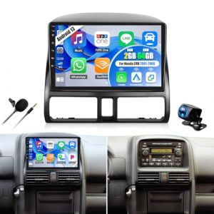 OiLiehu 2+64G Android 13 Autoradio pour Honda CRV 2001-2006 avec CarPlay Android Auto sans Fil, 9&ldquo; IPS &Eacute;cran Tactile avec GPS WiFi Lien Miroir Bluetooth FM/RDS EQ SWC + Cam&eacute;ra de Recul (Liuhuzhekeji, neuf)