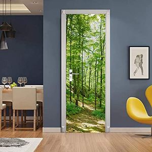 ZIYUEZIKUN Sticker Porte Trompe l'oeil Effet 3D Int&eacute;rieur PVC Sticker Mur D&eacute;coratif Mur Salon Cuisine Chambre Salle de Bain Papier Peint (77x200cm) (B) (DengJiedDian, neuf)