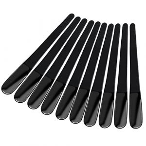 Lot de 10 cuillères à café en acier inoxydable, touillette cafe mini petite cuillère pour expresso, thé, lait, dessert, boisson, milkshake, noir (OUBORUI, neuf)