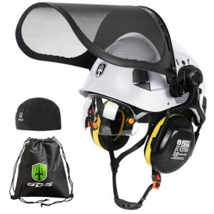 GREEN DEVIL Casque de protection pour tron&ccedil;onneuse foresti&egrave;re - Certifi&eacute; EN397 - Syst&egrave;me 5 en 1 avec protection faciale en maille, visi&egrave;re int&eacute;gr&eacute;e et protections auditives - Ventil&eacute;, pour l'abattage (GreenDevil Safety, neuf)