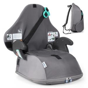 Trunki BoostApak Siège rehausseur et sac à dos pour enfants – Siège auto de voyage i-Size, 8 L approuvé pour les bagages à main et rehausseur de voiture (126-150 cm) – Gris (Trunki Europe, neuf)