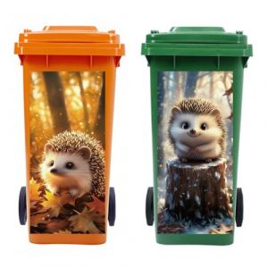 Peacoblue Lot de 2 Autocollants Poubelle Ext&eacute;rieure H&eacute;risson 38 x 82cm Autocollant D&eacute;coratif de Poubelle Grands Stickers Ext&eacute;rieure Sobre Jardin Pour D&eacute;corations (Peacoblue FR, neuf)