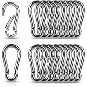 MIVIDE Lot de 24 Mousqueton en Acier Inoxydable M4, Mousqueton Acier Inoxydable à Ressort M4, Mousquetons de Fixation pour Sac à Dos, Clés, Balançoire, Pêche (CAO LEI, neuf)