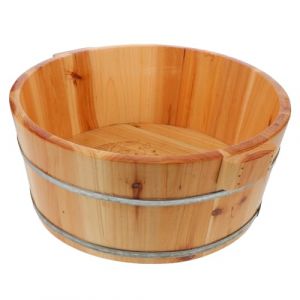 DIYEAH Bassine de Bain de Pieds en Bois Naturel 36 Cm Diam&egrave;tre X 16 Cm Hauteur, Tonneau de Bain P&eacute;dicure Profond pour Spa Massage, Seau de P&eacute;dicure Maison pour Soulager la Fatigue (Canell, neuf)