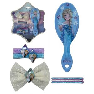 Accessoires pour cheveux Frozen Disney pour filles emballage en forme de flocon de neige complet de 7 pièces brosse épingles à cheveux élastiques pince (Massi s.r.l., neuf)
