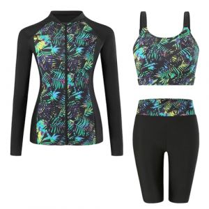 Ausing Ensembles Rashguard pour Femmes 3 Pi&egrave;ces Maillot de Bain Anti-UV UPF50+ Ensemble Maillot de Surf Plage 2XL (QIWUSHANGMAO, neuf)