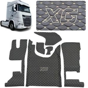 Tapis de sol pour camion compatible avec DAF XG 2022+ tapis de pied (mat&eacute;riau noir, fil beige) (PAKRO-PL, neuf)