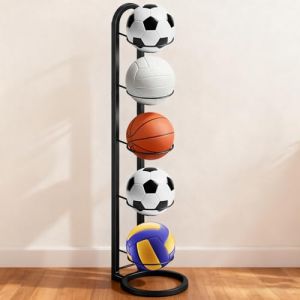 Support de Rangement pour Ballon &agrave; 5 Niveaux, Support Ballon Basket en M&eacute;tal, Rangement Ballon Vertical, Organiseur de Basket, Rangement pour Balles de Garage, Support de Balle Verticale, Adapt&eacute; au Ba (Fogotech, neuf)
