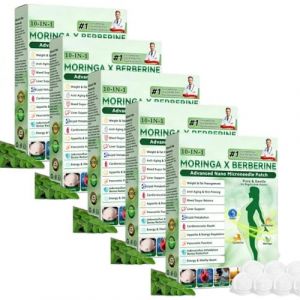 Patchs minceur Moringa x Berb&eacute;rine | Patch nano microneedle minceur 10 en 1 | Berberine Patchs mince naturels avanc&eacute;s | Patch mince doux corps et la peau pour hommes et femmes (Bo&icirc;te de 5) (bosuzboo, neuf)
