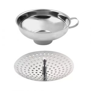 YAZWUR Lot de 2 Entonnoirs en Acier Inoxydable, Entonnoir &agrave; Confiture, Entonnoir de Cuisine avec Petite et Grande Ouverture, Entonnoir M&eacute;tallique pour Pots et Bocaux (Romanimania OU, neuf)