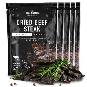 The Meat Makers Original Dried Beef Jerky Steak 500g | séché de bœuf séché original – Steak séché de bœuf séché pour les personnes collation à la viande (Comfort_Care2, neuf)