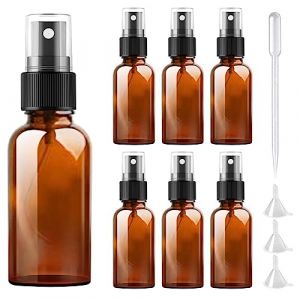 DONQL 6Pièce Flacon Vaporisateur Vide 30ml,Spray Vide Verre,Flacons et Vaporisateurs Vides de Voyage,Bouteille Spray Vide avec Entonnoir Goutteurs，Parfum Huiles Essentielles Cosmétiques Brun (Coolsale, neuf)