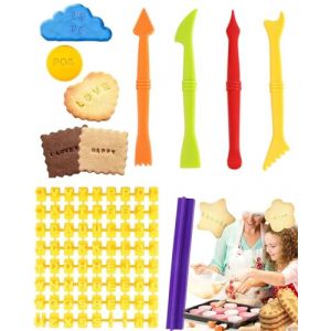 KGDUYC Emporte piece Alphabet et Chiffre,Tampons pour biscuits,Emporte piece Lettre Tampon Patisserie, Lettre pate a Sucre Lettre Cookies Stamp pour Gateau, Fondant,Avec 4 outils de gravure (Qertyias OÜ, neuf)