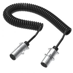 AUPROTEC C&acirc;ble en spirale pour remorque 24V 4m &ndash; 7-BROCHES N-Type &ndash; Connecteur m&eacute;tallique &ndash; C&acirc;ble adaptateur pour liaison &eacute;lectrique en spirale pour camion, voiture, v&eacute;hicule utilitaire, remorque (AUPROTEC, neuf)