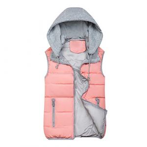 WZYYDS Doudoune Sans Manches Femme Capuche Zipp&eacute; Veste Duveteuse Gilet Sans Manche Femme Courtes Veste Matelass&eacute;e L&eacute;g&egrave;re Manteau Femme Hiver Chic Chaude Blouson (WZYYDS, neuf)
