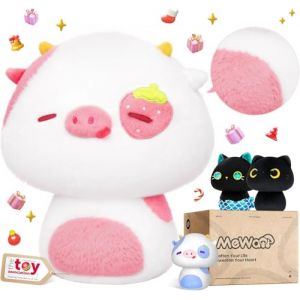 Mewaii Peluche Oreiller Kawaii Coussin pour bébé d‘Animaux Poupée Jouets Forme de Champignon et Confortable Coussins en Peluche pour Enfants 3 Ans et Plus（36CM,Vache Fraise） (MeWaii - EUR, neuf)