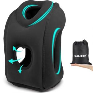 Maliton Oreiller de Voyage Gonflable, Coussin de Voyage Pliable avec Support d'appui-t&ecirc;te Gonflable Portable pour Dormir en Avion, Train, Maison ou Bureau-Noir (KAILU-TECH, neuf)