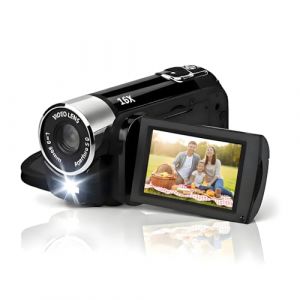 Akozon Cam&eacute;scope Vid&eacute;o Portable, Cam&eacute;ra DV 1080P 16MP &Eacute;cran Rotatif TFT 2,7 Pouces 16x Vlogging Vid&eacute;o pour Enfants Zoom Num&eacute;rique avec C&acirc;ble USB Mini Lecteur DV Noir (Noir) (Reminnbor, neuf)