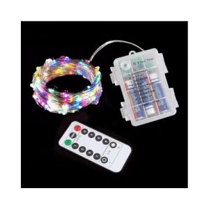 GIVBRO Guirlande lumineuse LED multicolore &agrave; piles avec t&eacute;l&eacute;commande, &eacute;tanche, 8 modes, luciole scintillante pour d&eacute;coration d'arbre de No&euml;l, 30 m (UKYUE, neuf)