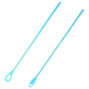 2pcs Brosse &agrave; Pailles en Silicone Extra-Longue, 6mm Nettoyeur de Pailles R&eacute;utilisable 2 Styles Brosse de Nettoyage Flexible pour Pailles en M&eacute;tal Verre et Smoothies (Bleu) (ChuangYing, neuf)