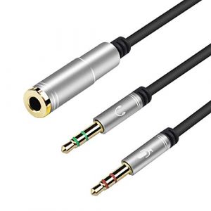 EasyULT 3,5 mm Adaptateur Jack, 3.5mm Femelle vers 2 Double Male Jack Audio Cable Splitter Adaptateur, Micro Audio Y Câble Séparateur(Argent) (Chili EU, neuf)