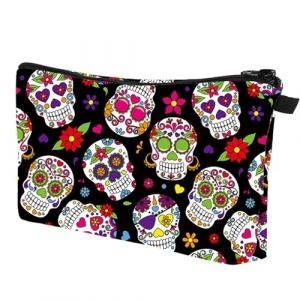 ycezw Trousse &agrave; crayons motif t&ecirc;te de mort &ndash; Trousse &agrave; stylos pour l'&eacute;cole, sac de rangement gothique, trousse de maquillage d&eacute;corative pour femme, pochette &agrave; fermeture &eacute;clair pour femmes et filles (niaderm, neuf)