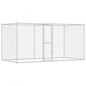 vidaXL Cage pour Chien 2 pcs Argent&eacute; 400 x 200 x 200 cm Acier et PE, Jardin et terrasse, Cage pour Chien r&eacute;sistante, Grand enclos, chenil en Fil Rustique, Espace s&eacute;curis&eacute; Dehors (go Garden, neuf)