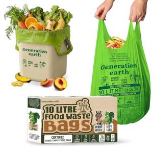 70 sacs - Sacs 10 L - Poign&eacute;es &agrave; nouer - Certifi&eacute;s OK compost HOME - Biod&eacute;chets - Super r&eacute;sistants - Sacs pour bio-seau de cuisine (Taswell, neuf)