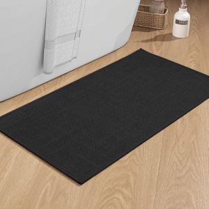 Tapis de bain antidérapant 43 x 81 cm avec dos en caoutchouc antidérapant lavable Tapis de bain Tapis de bain Tapis de bain Tapis de bain Tapis de douche Noir (YouFeng Trading, neuf)