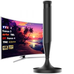 SZKALAK Antenne TV Intérieure avec Base Magnétique – Réception 360°, Compatible 4K UHD et TNT HD, Antenne TV Omnidirectionnelle pour Chaînes Gratuites, Câble Coaxial 5M (Kalak, neuf)