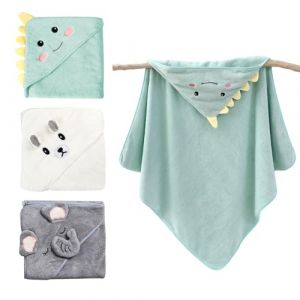 PORFOYO 3 Pi&egrave;ces Cape de Bain B&eacute;b&eacute;, 80 x 80cm Serviette &agrave; Capuche, Sortie de Bain, Cape de Bain B&eacute;b&eacute; &agrave; Capuche, Serviette de Bain 0-3 Ans (Vert, Bleu) (weilongxiaochaoshi, neuf)