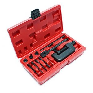 WilTec Rive D&eacute;rive cha&icirc;ne - Outil de Rivetage - dans Un Coffret - avec 3 Pointes de s&eacute;paration et Nombreux Accessoires - S&eacute;parateur disjoncteur pour cha&icirc;ne Moto et cha&icirc;nes de Distribution 420-630 (Wiltec Wildanger Technik GmbH, neuf)