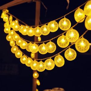 ENLACE Guirlande lumineuse citrons, 3 m, 20 LED, jaune, lumière citron, lumière décorative pour terrasse, salon, bar, fête, mariage, jardin, décoration de Noël, intérieur et extérieur (DONGWANG, neuf)