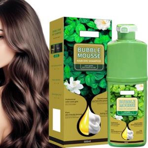 Mousse Colorante Cheveux,Coloration Mousse,Hair Dye Shampoo,Shampoing Moussé Bulle,Moussé Naturelle Pour Cheveux Végétaux,Teinture Chéveux Homme,Pour Couverture Des Chevéux Gris (Marron Châtaignier) (FEIBAO&-Wu, neuf)