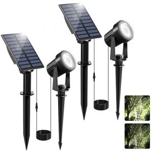 NATPOW Spot Solaire Ext&eacute;rieur, 2 Jeux de 6000K Projecteur Solaire Exterieur Puissante, Etanche IP65 Lampe Solaire Exterieur, 2 Modes Lumiere Solaire pour Jardin, All&eacute;e, Chemin, Trottoir, Terrasse (LKA2 Store, neuf)