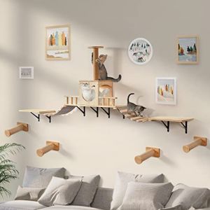 LitaiL - Mur d'escalade pour chat - En bois massif - Extra stable - Avec échelle pour chat - Lit pour chat - Arbre à chat - 12 pièces - Jusqu'à 25 kg (bilezyl, neuf)