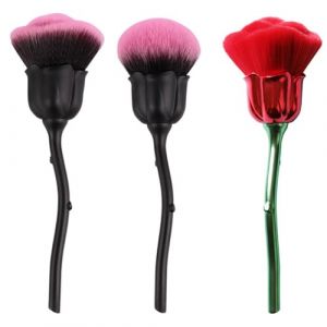 ISAKEN Pinceau à poussière pour ongles, pinceau à ongles rose pour nail art, brosse à poussière pour manucure pinceau à tête de rose, brosse de maquillage multifonctionnelle pour maquillage liquide, (Qpolly, neuf)