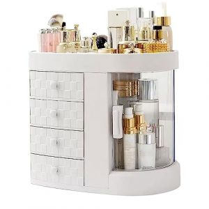 Organisateur de cosm&eacute;tiques Organisateur de maquillage en plastique avec tiroirs, vitrine parfum et bo&icirc;te rangement cosm&eacute;tiques, id&eacute;al for salle bain, commode, comptoir(Blanc) (linjie20248, neuf)