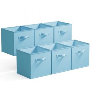 GRANNY SAYS Caisses de Rangement, Lot de 6 Cubes de Rangement Pliables en Tissu avec Poign&eacute;es, Paniers et Bo&icirc;tes de Rangement pour Kallax &Eacute;tag&egrave;re, Meuble Cube Rangement Pliable 27x27 cm, Bleu clair (SEMPERFUN, neuf)