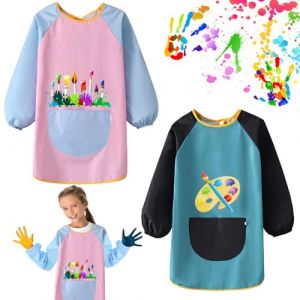 2 Pièces Tablier Enfant Peinture, Tablier Peinture Enfant 6-12 Ans, Blouse Peinture Enfant, Tablier De Peinture Imperméable Avec Manches, Adapté à La Peinture Artistique, Aux Repas, Aux Jeux (A) (Zoxoboo, neuf)