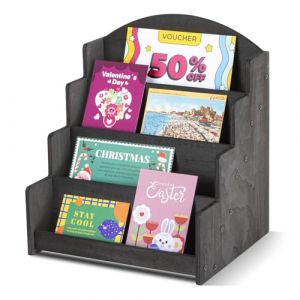 PUERSI Presentoir Carte Postale, Porte Carte Postale Bois Pr&eacute;sentoir Support Carte pour Carte de Voeux, Noir (PUERSI Direct, neuf)